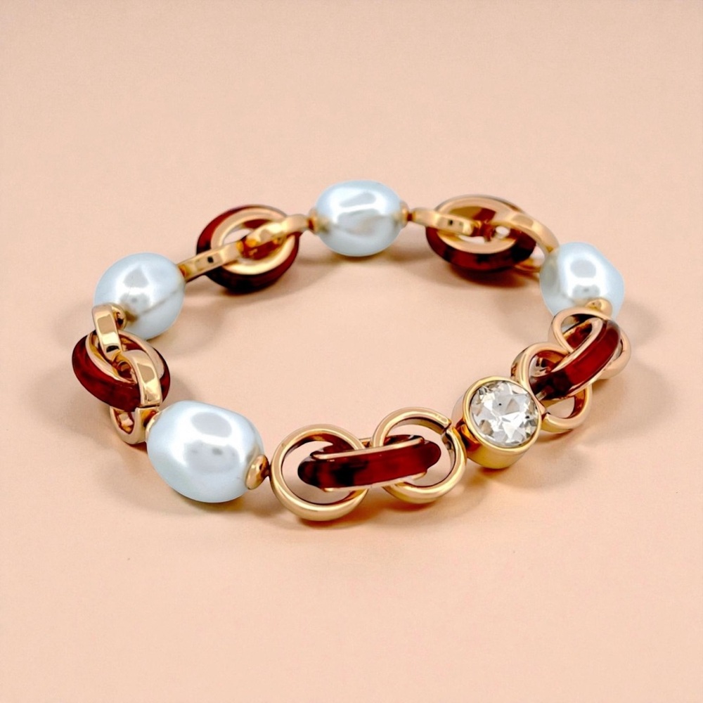 Laundry by Shelli Segal Chunky Chain and Pearl Link Stretch Bracelet